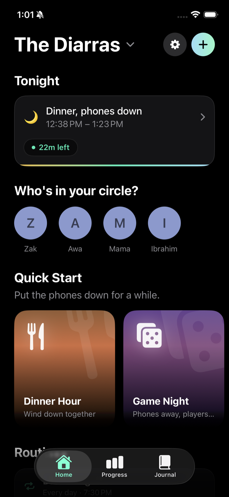 Present home screen